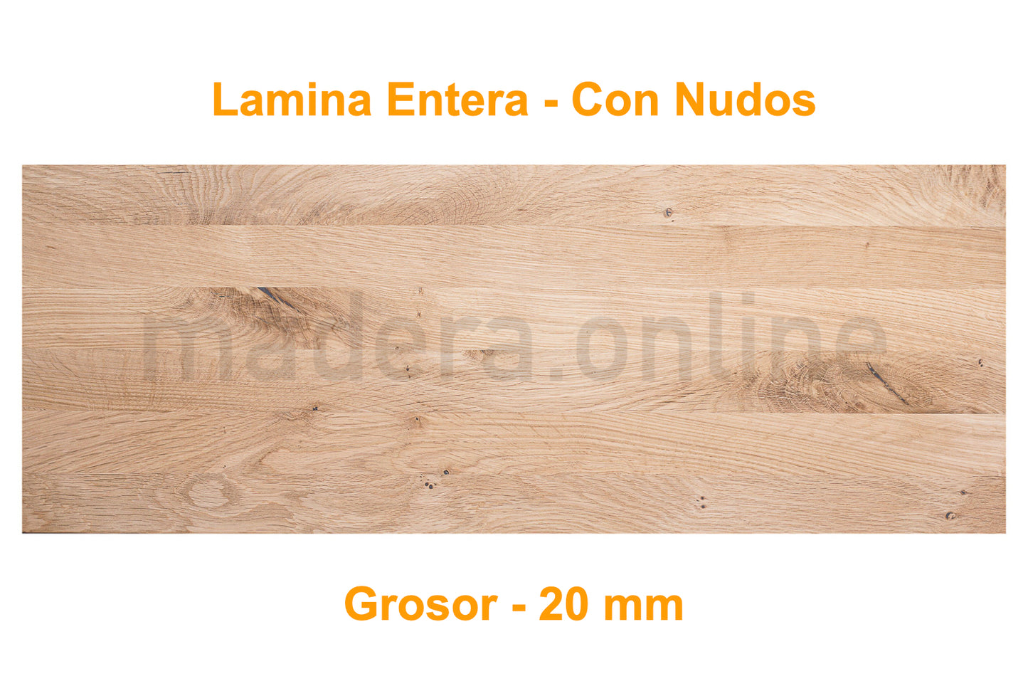 Peldaño de roble - Lamina Entera - Con Nudos - Grosor 20 mm - Escalon Express