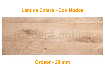 Peldaño de roble - Lamina Entera - Con Nudos - Grosor 20 mm - ooaak