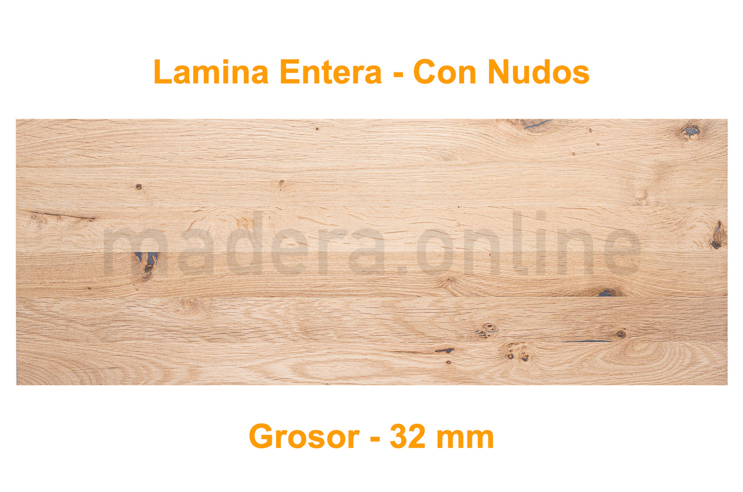 Peldaño de roble - Lamina Entera - Con Nudos - Grosor 32 mm - Escalon Express