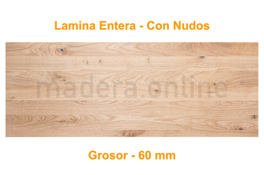 Peldaño de roble - Lamina Entera - Con Nudos - Grosor 60 mm - ooaak