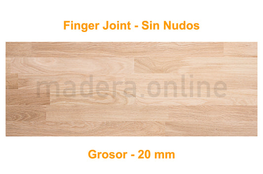 Peldaño de roble - Finger Joint - Sin Nudos - Grosor 20 mm - ooaak
