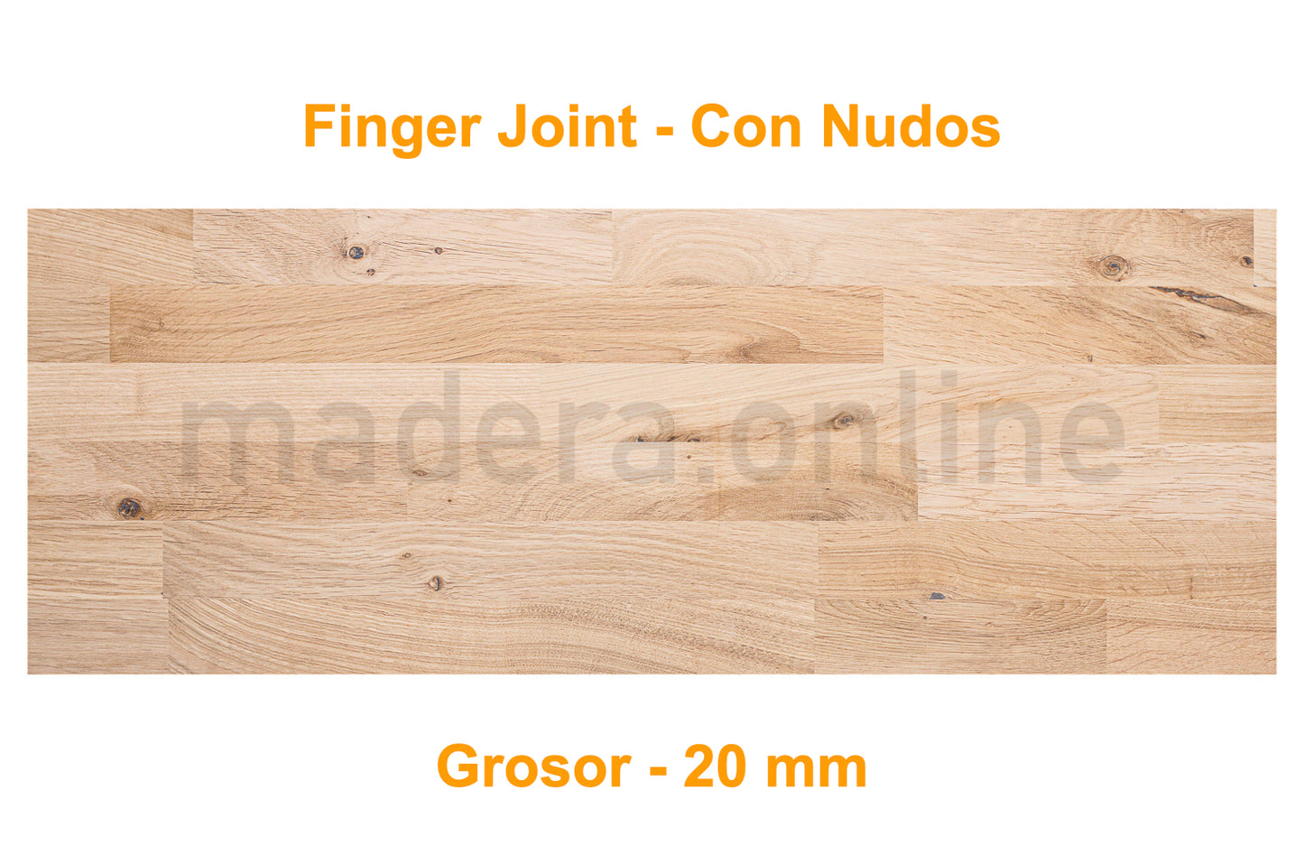 Peldaño de roble - Finger Joint - Con Nudos - Grosor 20 mm - ooaak