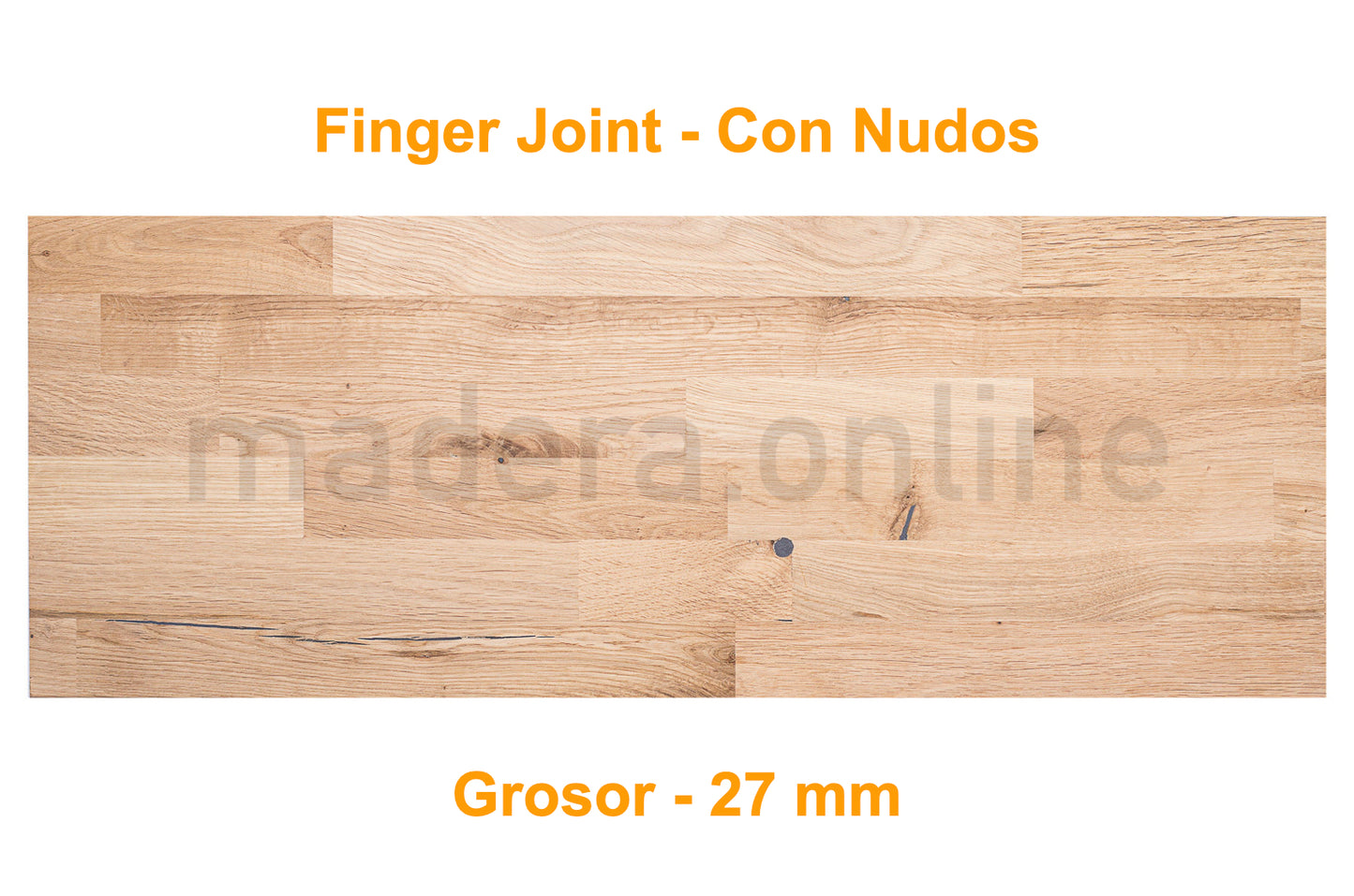 Peldaño de roble - Finger Joint - Con Nudos - Grosor 27 mm - ooaak