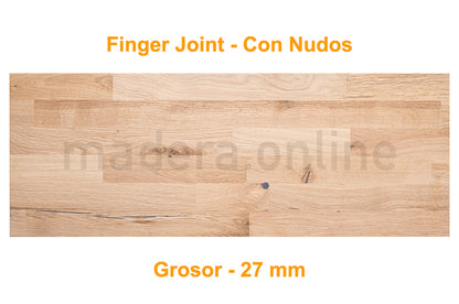 Peldaño de roble - Finger Joint - Con Nudos - Grosor 27 mm - ooaak