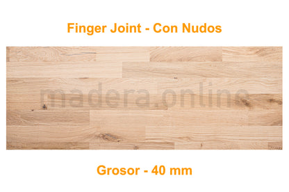 Peldaño de roble - Finger Joint - Con Nudos - Grosor 40 mm - ooaak