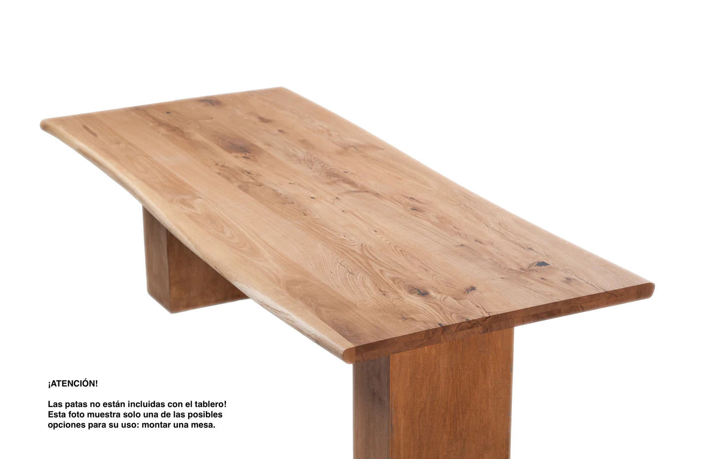 TABLERO DE MESA DE ROBLE CON CANTOS VIVOS (con nudos)