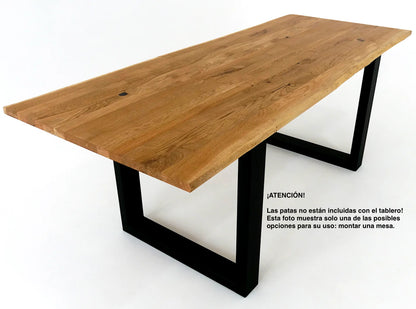 TABLERO DE MESA DE ROBLE CON CANTOS VIVOS (con nudos)